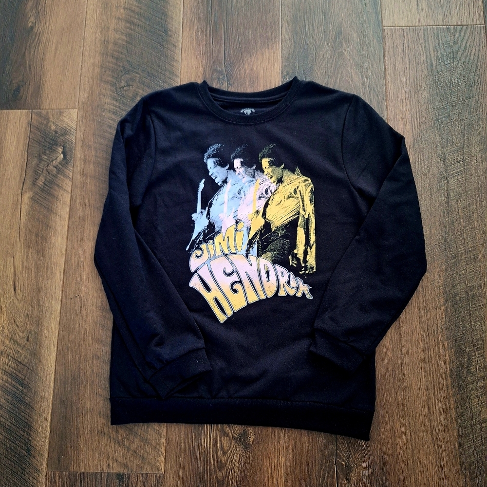 NWOT Kid's Black Jimi Hendrix Graphic Sweater Size 14